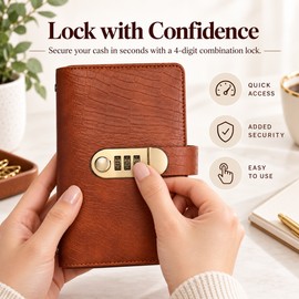 Combination Lock Cash Organizer for Budgeting – 100-Page Capacity with Clear Inner Pages for Home or Travel
