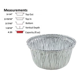 Pactogo 4 oz. Aluminum Foil Cup w/Clear Plastic Lid - Disposable Utility/Cupcake/Ramekin/Muffin Baking Tins (Pack of 200 Sets)