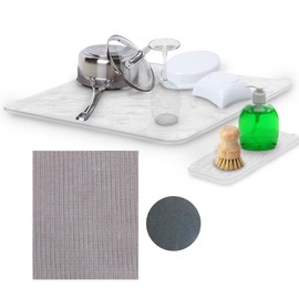 M&M&S Stone Dish Drying Mat - Drying Stone for Kitchen Counter - Diatomaceous Earth Drying Mat - Non-Slip Stone Drying Mat for Kitchen Counter - Kitchen Dish Drying Mat - 2PCS Stone Drying Mat, White