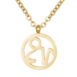 Morella Necklace Ladies' Zodiac Sign Stainless Steel Gold in Velvet Bag, Stainless Steel