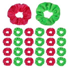 24PCS Green/Hot Pink 80s Neon Hair Scrunchies, Pink and Green Hair Ties, Witch Hair Accessories for Movie Fans, Cute 80s Neon Scrunchies for Women in Minimalist Style(Satin)