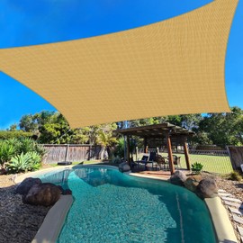 ECOOPTS 18'x18' HDPE Sun Shade Sail Rectangle Canopy Shades for Outdoor Patio Pergola Cover Blockage 95% UV Resistant(Sand)