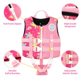 Boglia Kids Swim Vest Toddler Float Jacket Swimming Aid for Boys and Girls,Children Float Swimsuit with Adjustable Safety Strap for Age 1-8 Years/24-66Lbs