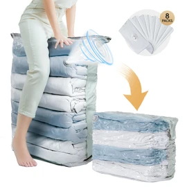 TAILI 8 Pack Vacuum Storage Bags, Jumbo Cube (31x40x15 Inch), Extra Large Vacuum Seal Bags for Clothes, Comforters and Blankets, Bedding, Closet Organization, Cream