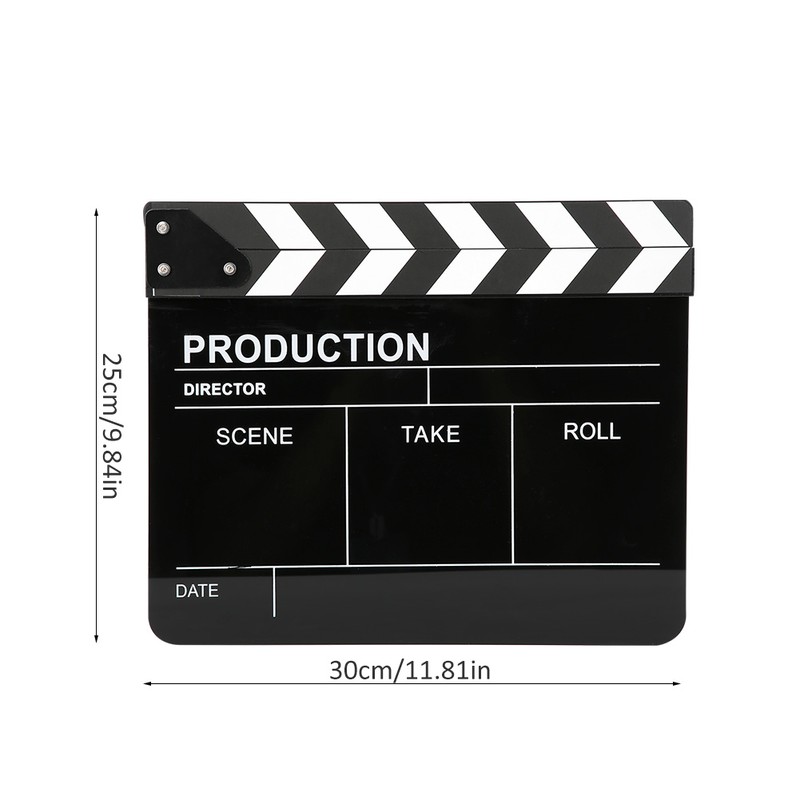 30x25CM Acrylic Clapperboard Director Professional Movie Film Action Clap Photography