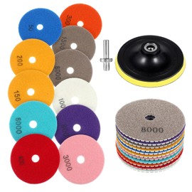 50-8000 Grit Pads, 11 PCS Wet/Dry Granite Polish Kit for Drill Grinder Rock Polisher Granite Marble Stone Concrete Tile Tools