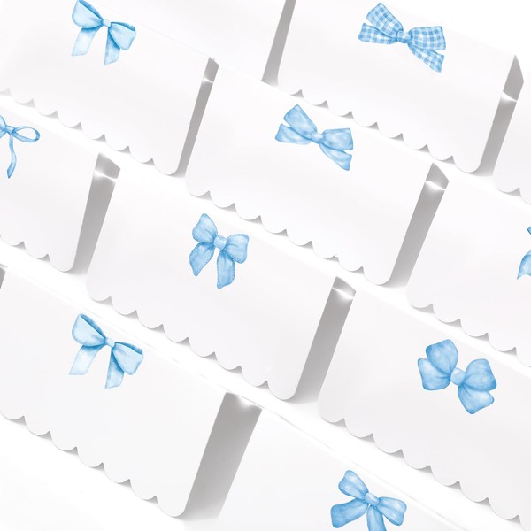 Whaline 80 Pcs Blue Bow Place Cards 8 Design Watercolor