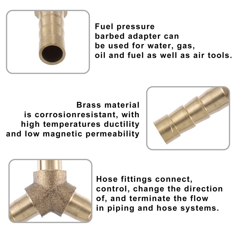 X AUTOHAUX 4 Pcs 6mm Y Shaped Hose Barb Brass