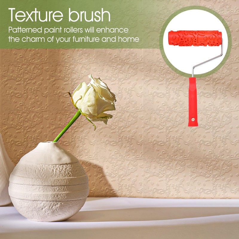 MBAIYO 2 Pcs 7'' Textured Paint Roller, Rubber Pattern Paint