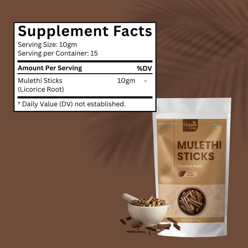 Organic Spree Licorice - Mulethi Sticks - 5.3oz (150gm) |