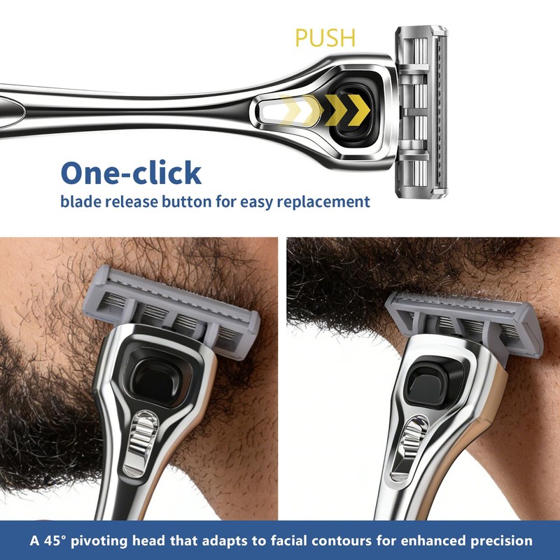 Men's Razor 6-Blade + TOP Trimmer, 1 Handle + 2