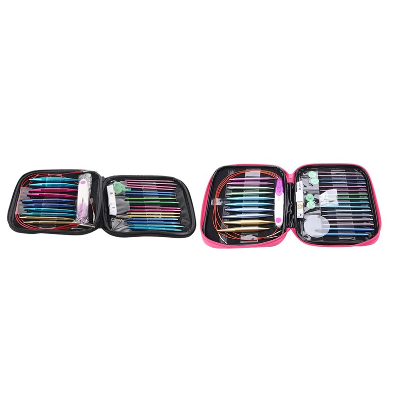 26Pcs Interchangeable Aluminium Knitting Needle with 4Pcs Circular Plastic Wires