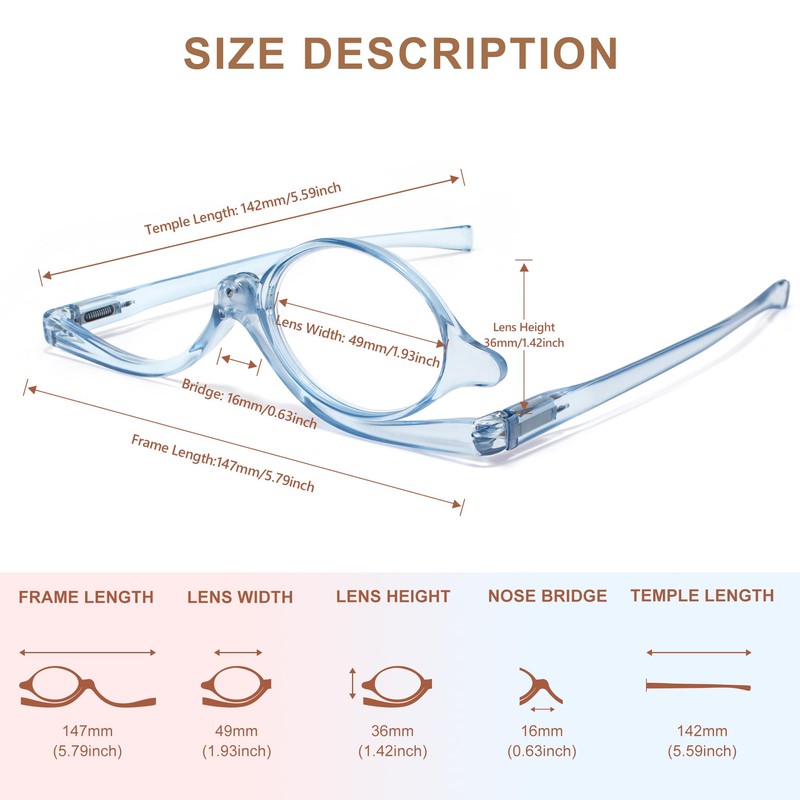 EYEGUARD 2 Pack Makeup Reading Glasses for Women Spring Hinge