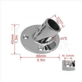 RANYUSS Heavy Dudy 316SS Marine Boat Hand Rail Fittings 60 Degree Round Base for 7/8''Tube