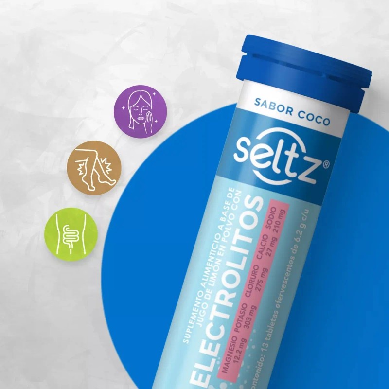 Electrolitos Efervescentes Seltz Coco Tabletas Pack 3