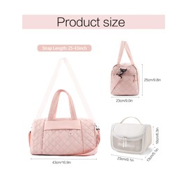 Remedare Travel Bag Women's Sports Bag Weekender Travel Bag Luggage with Toiletry Bag Shoe Bag for Hospital, Gym and Plane Travel, Pink, travel bag