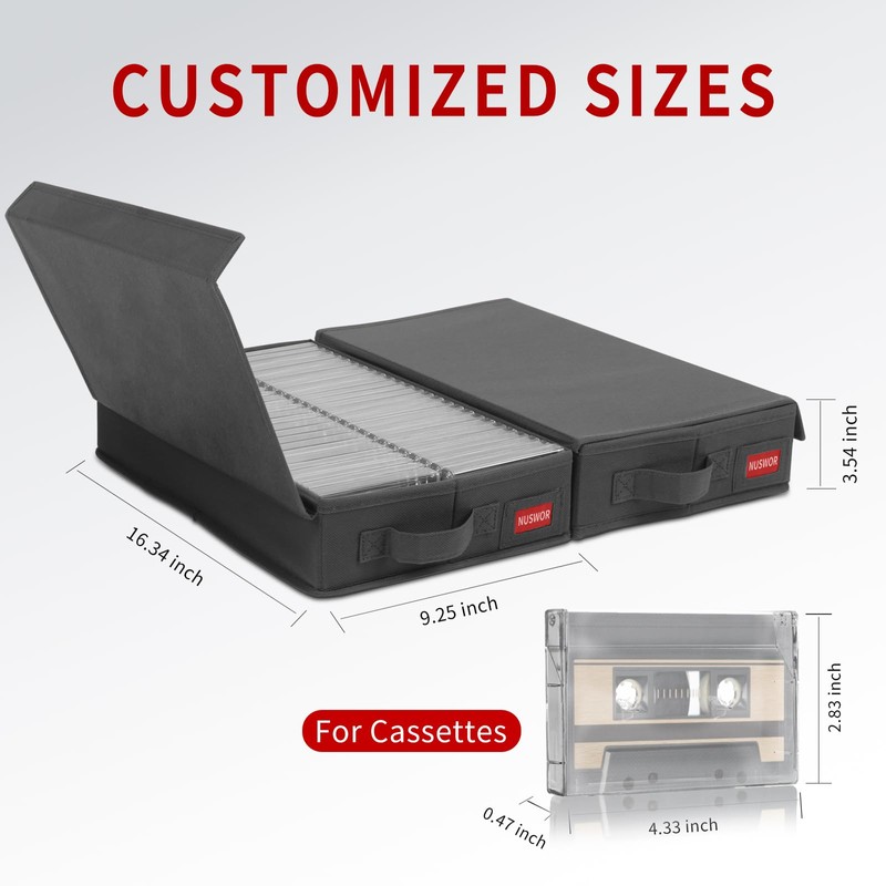 NUSWOR Stackable Tape Storage Boxes - Dust-proof Racks with Lid