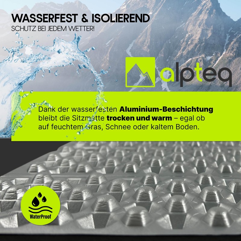 Alpteq® RastPlatz Folding Seat Mat, Ultralight 52 g, Waterproof &