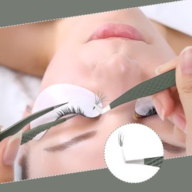 Fiber Tip Lash Tweezers For Eyelash Extension Tweezers Professional Eyelash Extension Tweezer - Set of 4 Pcs Diamond Grip Stainless Steel Fiber Tweezer (4, Green)