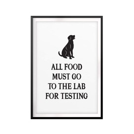 All Food Must Go to The Lab for Testing 11" x 14" UNFRAMED Print Home Décor, Pet Wall Art
