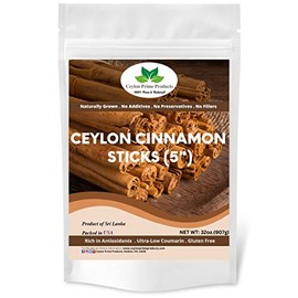 Ceylon Cinnamon Sticks 5" (2 lb.), Premium Grade True Cinnamon from Sri Lanka, 100% Pure and Natural in a Resealable Bag