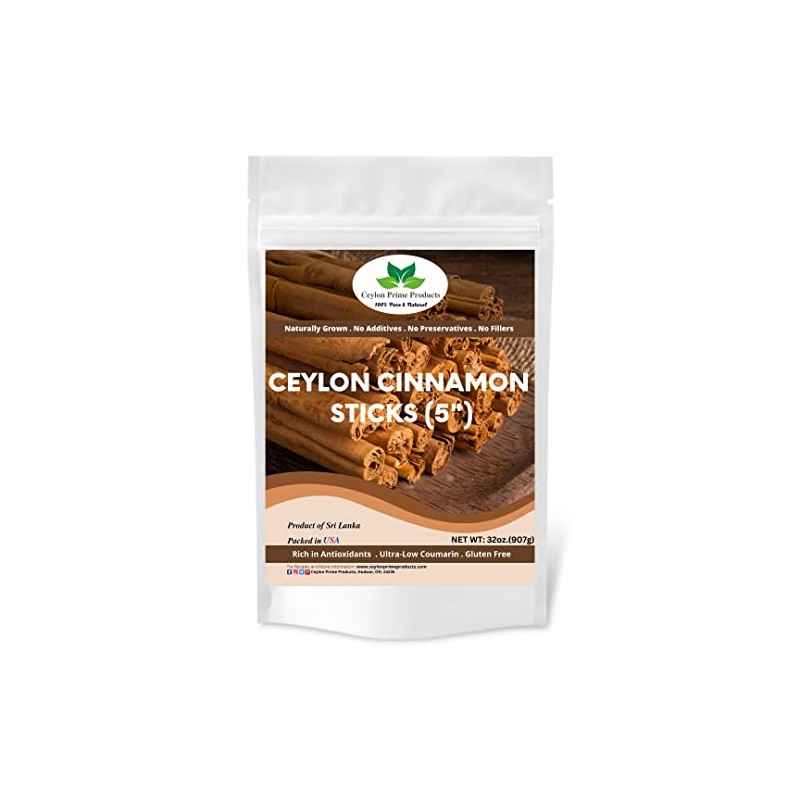 Ceylon Cinnamon Sticks 5" (2 lb.), Premium Grade True Cinnamon