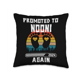 Promoted To NOONI Again Est.2024 Vintage Pregnancy Throw Pillow, 16x16, Multicolor