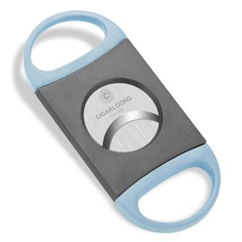 CIGARLOONG Cigar Cutter Plastic & Stainless Steel Cut for 25mm Cigars,Shrap Double Cut Blade (Blue+Grey)