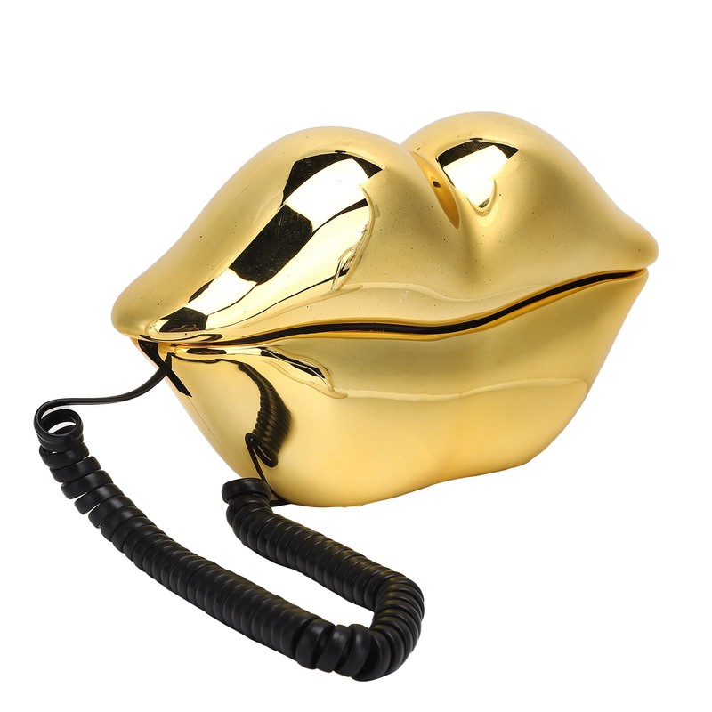 Electroplating Golden Lip Shape Telephone with Telephone Line for Home