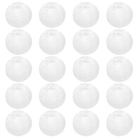 Keboyoe Pack of 20 Lanterns Paper Lampshade White Round Lanterns 7.5 cm Paper Lampshade Small Fabric Lantern for Wedding Birthday Garden Pool Party Children's Birthday Decoration Summer Party