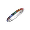 Sterling Silver & Rainbow CZ Crystal Half Eternity Ring -