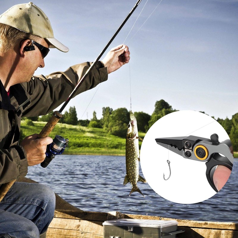 ポータブルフィッシングプライヤーはさみラインカッター、ステンレス製フライフィッシングツール、魚グリッパーフックリムーバー用ギアアクセサリー