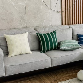 Home Brilliant Decorative Throw Pillow Covers Transitional Home Decor Striped Modern Farmhouse Pillowcases for Indoor Outdoor, Set of 2, 18 x 18 inches(45x45cm), Cream