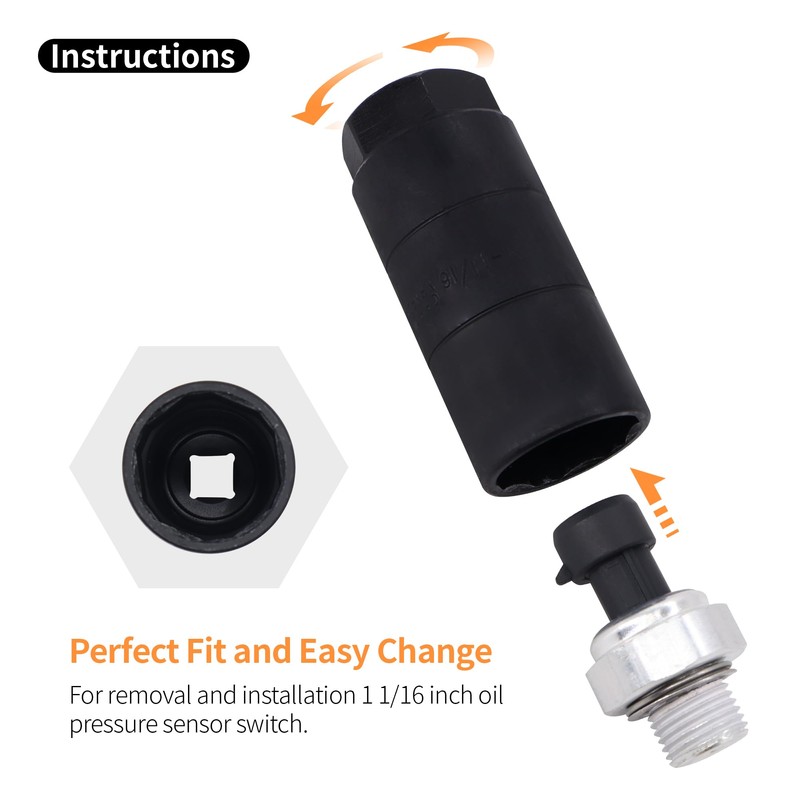 OXCANO Oil Pressure Sensor Socket,1 1/16 Socket Switch Compatible with