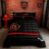 Firefighter Comforter Set Queen Size,American Flag Geometric Stripes Bedding Set,Boys