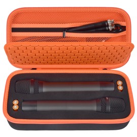 Wireless Microphone Case for JBL Wireless Two Microphone System DIY Foam Also Fits Singing for Tonor for Shure for Bietrun for ALPOWL, Reciver, Audio Cable, Power Cable - Small (Box Only), orange,