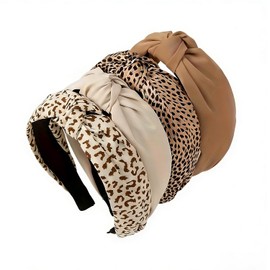 GeorgeX Diadema para Mujer, 4 Piezas Elegante Diadema Antideslizante, Set de Diademas Multiestilo, Estampado de Leopardo