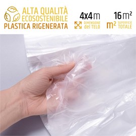 PENNELLIFICIO 2000 | Set of 3 Plastic Tarpaulins, Protective Tarpaulin, Drip Protection, Protects Against Paint Stains, Dirt, Moisture, Size: 4 x 4 m, 16 m², Weight: 195 g, Made in Italy