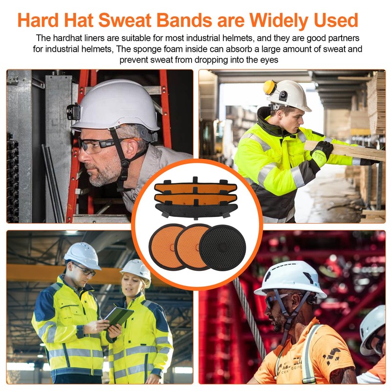 Hard Hat Top Pads and Sweatbands for Safety Helmet, Washable