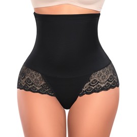 Tummy Control Shapewear Panties for Women High Waisted Shaping Underwear Lace Body Shaper Girdle(01# A Black(lace),Large)