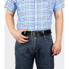 JingHao Mens Leather Belt,Genuine Leather Belts for Men,Great for Casual JeansWear,Formal,Regular & Big Size 30"-64" Black(L 34"-36" Length 115cm, Black)