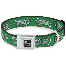 Buckle-Down DC-W38100-S Seatbelt Dog Collar, Small, Celtic Knot2 Greens/Black/White