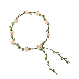 Lofruiin Women's Simulated Rose Flower Wreath Floral Crown Headband Accessories for Beach Travel Photography (Blush, Free)