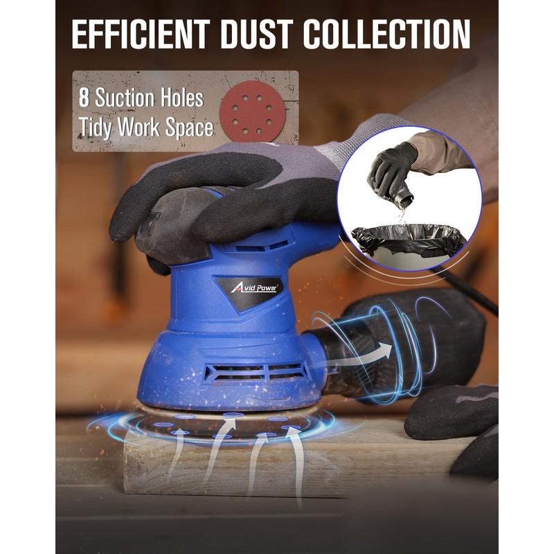 AVID POWER 5” Random Orbital Sander Tool Palm Sander for