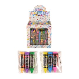 HENBRANDT 6 x Crayon Erasers 3pc Novelty Rubber Set (18pc Total) for Party Bag Fillers Lucky Dip Class Gifts Stationery Supplies Kids Stationery for Girls and Boys