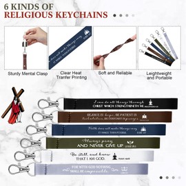 Huhumy 12 Pcs Mother's Day Christian Gift for Women Religious Makeup Bag Bible Verse Lanyard Keychain for Teacher Nurse(Neutral Colors,Inspirational Words)