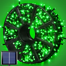 JMEXSUSS 600 LED Green Solar Christmas Lights, 206.7 ft Green String Lights Outdoor Waterproof, 8 Modes Green Christmas Lights for Outside Patio Tree St Patricks Christmas Decorations