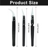 BokWin 6pcs Precision Reverse Ceramic Tweezers, Black Pointed & Curved