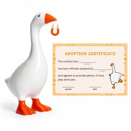 Oikomai 7 Inch Desk Goose with Adoption Certificate, Magnetic Goose Key Holder Statue, Cute Funny Desk Decor for Home Office, Ideal Gift for Christmas Birthday Housewarming