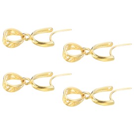 QUARKZMAN Pack of 4 925 Sterling Silver Pinch Bail, 14 mm Pendant Clasp Pendant Bail Connector Pinch Clip Bail Clasp for Jewellery Making Accessories Bracelet Necklace Gold